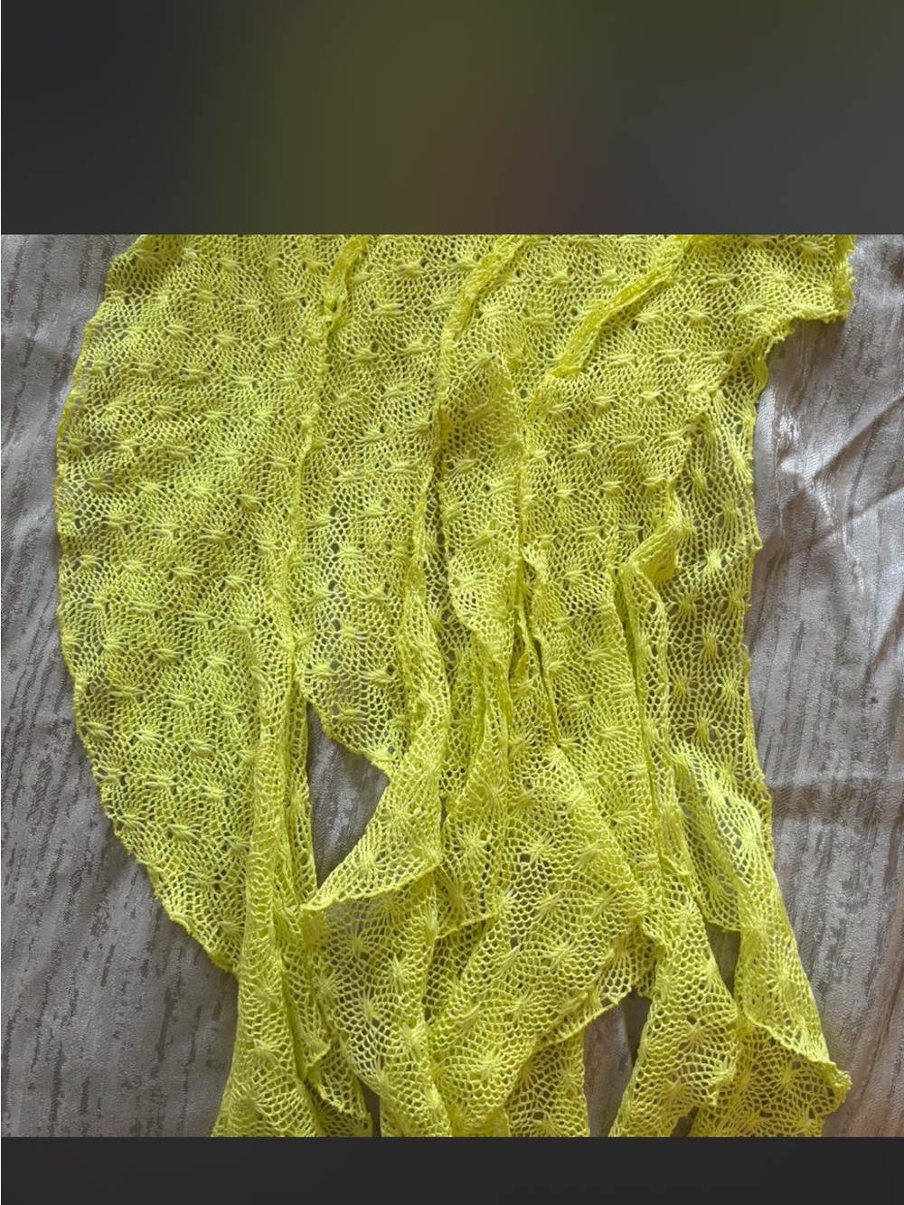 Kim Shui Neon Yellow Crochet Asymmetrical Fringe Skirt - Picture 5 of 6